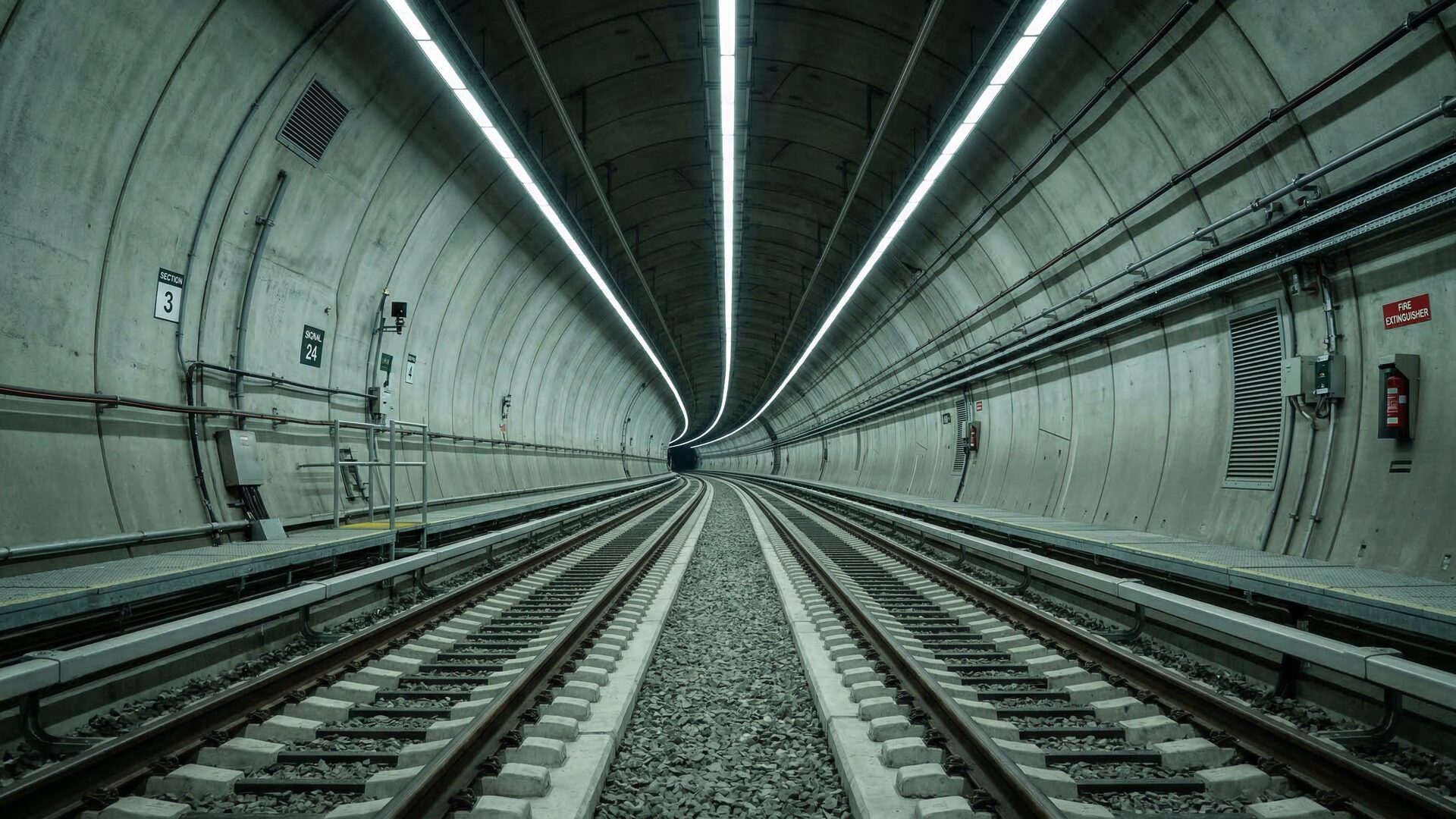 LED-lit subway tunnel