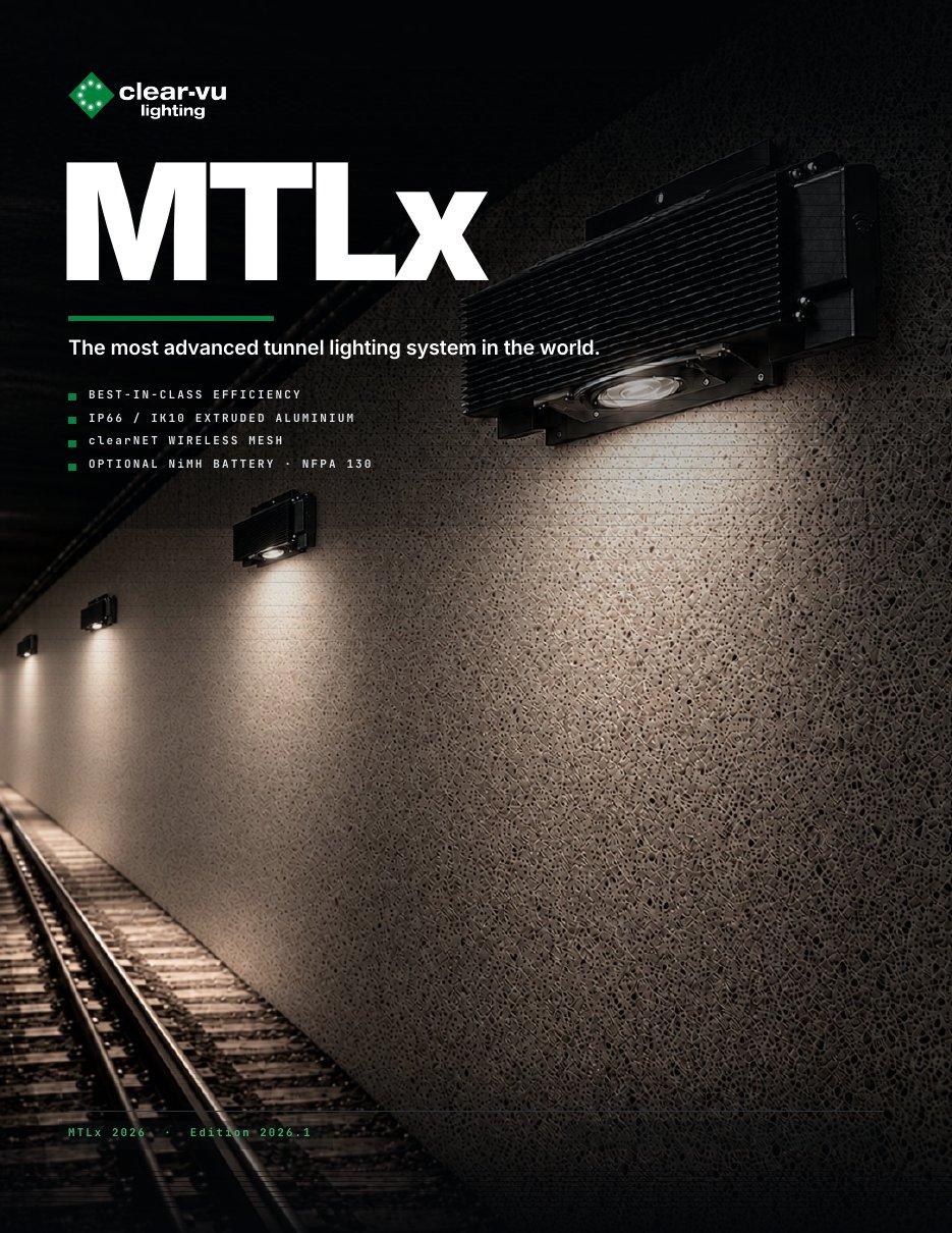 Cover of the 2026 MTLx family brochure: the most advanced tunnel lighting system in the world